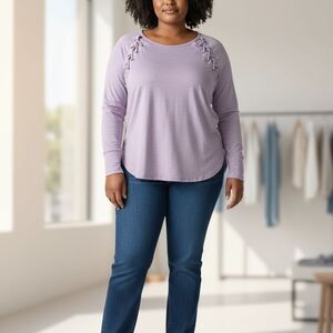 Lavender Lace-Up Detail Women's Top